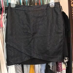 Black Textured Leather Envelope Skirt